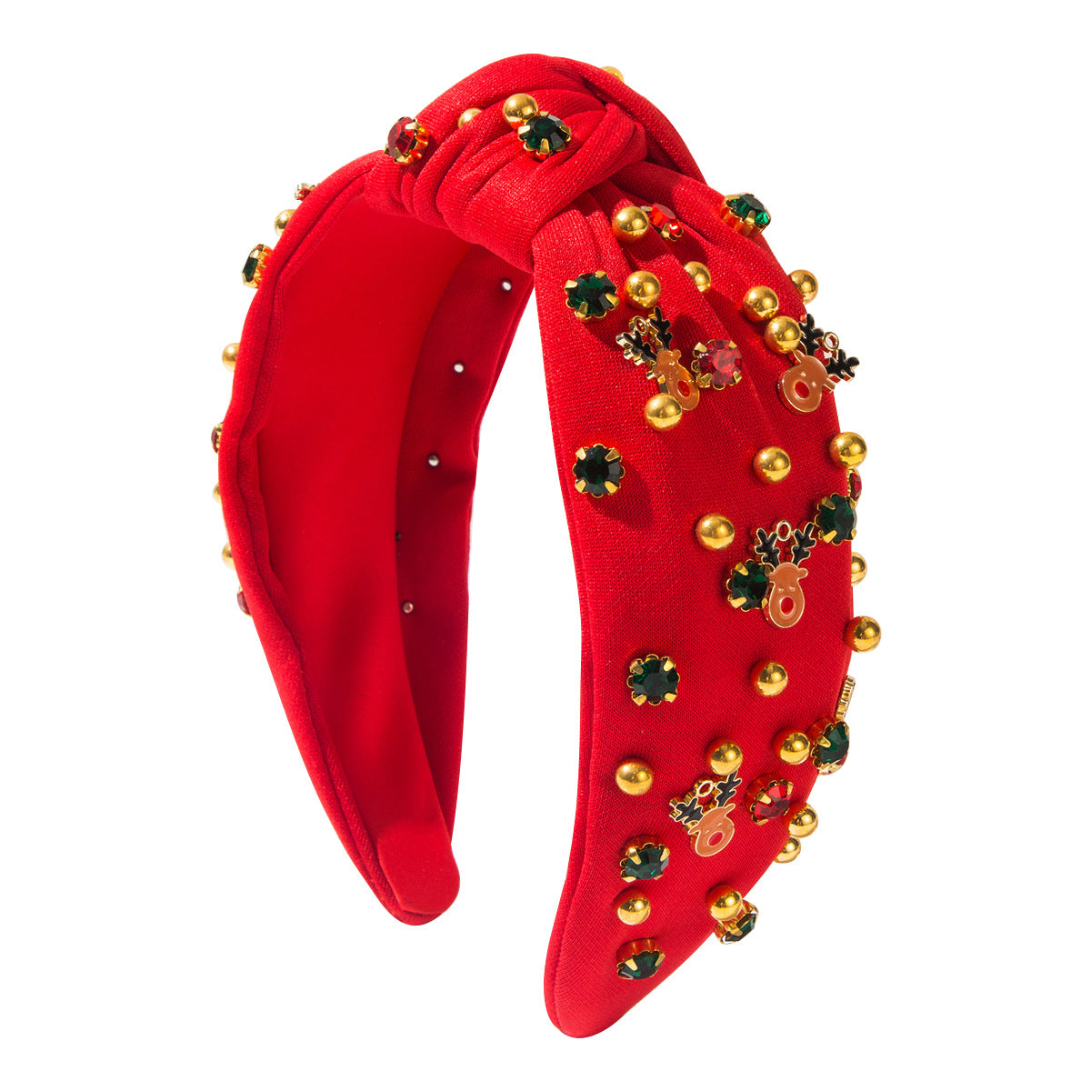 Wholesale Christmas headband red and green plastic flower deer accessories diamond headband hair accessories